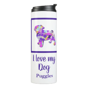 Mops Hunde Silhouette Niedliche Lila PY&B Thermosbecher