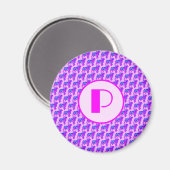 Mops Hunde Silhouette Rosa und Blau Silhouette Mon Magnet (Vorderseite/Rückseite)