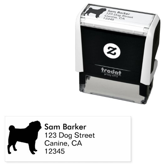Mops Hunde Silhouette Rücksendeadresse Permastempel (Beispiel)