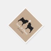 Mops Hunde Silhouetten Hochzeitscouch Custom Serviette (Ecke)