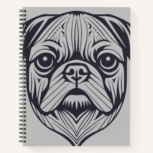 Mops Hunde Tier Welt Furcht Freund Vector Art Notizblock (Vorderseite)