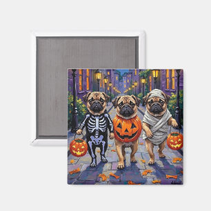 Mops Hunde Trick-oder-Treating in Halloween-Kostüm Magnet