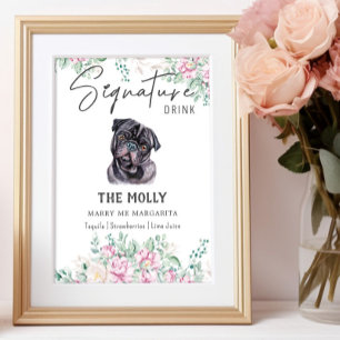 Mops Hunde Unterschrift Trinkzeichen Poster