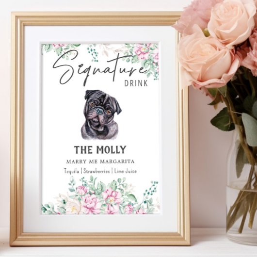 Mops Hunde Unterschrift Trinkzeichen Poster