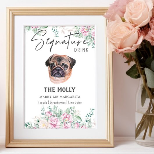 Mops Hunde Unterschrift Trinkzeichen Poster