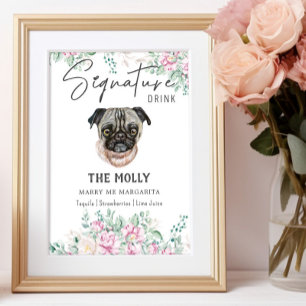 Mops Hunde Unterschrift Trinkzeichen Poster
