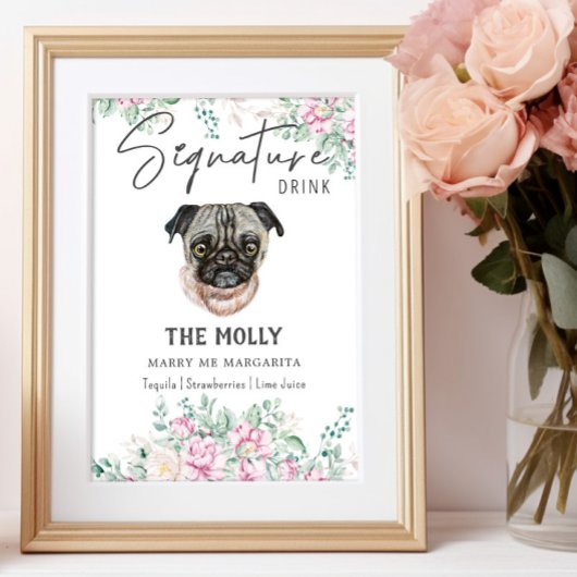 Mops Hunde Unterschrift Trinkzeichen Poster