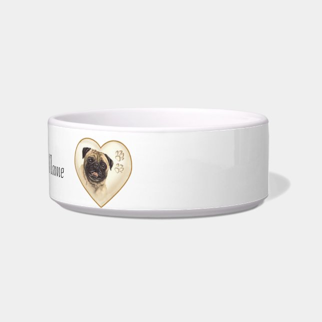 Mops Hunde Wasserschüssel oder Essensgeschirr Napf (Rechts)