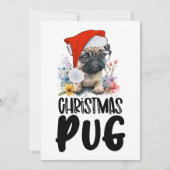 Mops Hunde Weihnachten mit Weihnachtsmannmütze (Vorderseite)