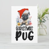 Mops Hunde Weihnachten mit Weihnachtsmannmütze (Stehend Vorderseite)