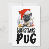 Mops Hunde Weihnachten mit Weihnachtsmannmütze