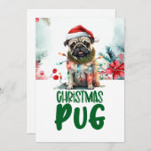Mops Hunde Weihnachten mit Weihnachtsmannmütze (Vorne/Hinten)