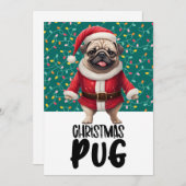 Mops Hunde Weihnachten mit Weihnachtsmannmütze (Vorne/Hinten)