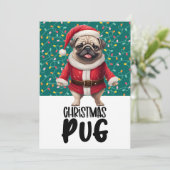 Mops Hunde Weihnachten mit Weihnachtsmannmütze (Stehend Vorderseite)