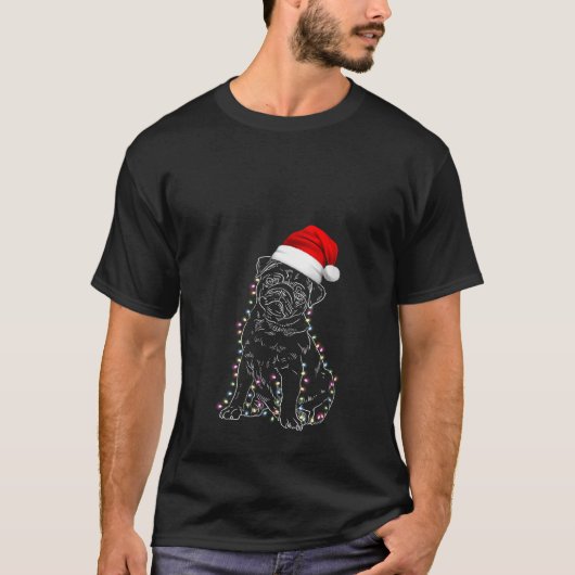 Mops Hunde züchten Treed Christmas Hat Sweater Xma T-Shirt (Vorderseite)