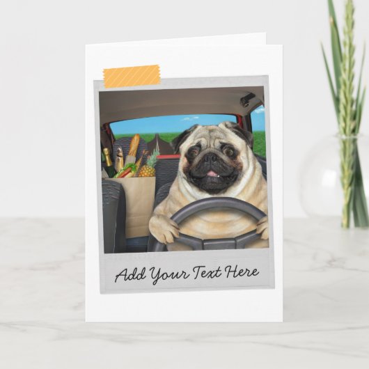 Mops Hundeautofahrer Funny Card Karte (Vorderseite)