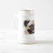 Mops-Hundebier Stein Bierglas (Vorderseite Links)