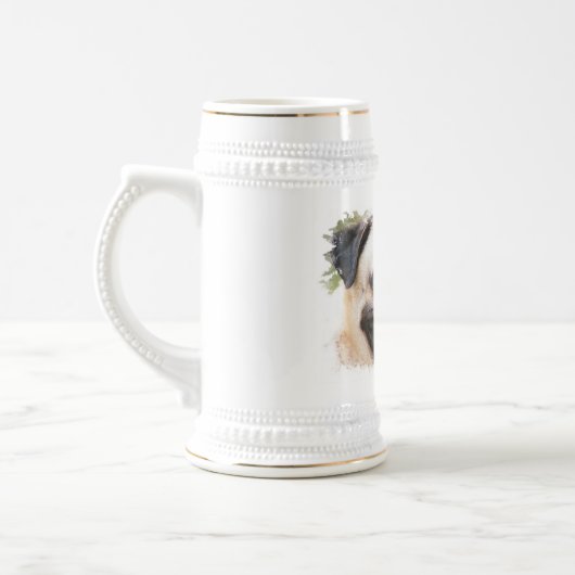 Mops-Hundebier Stein Bierglas (Links)