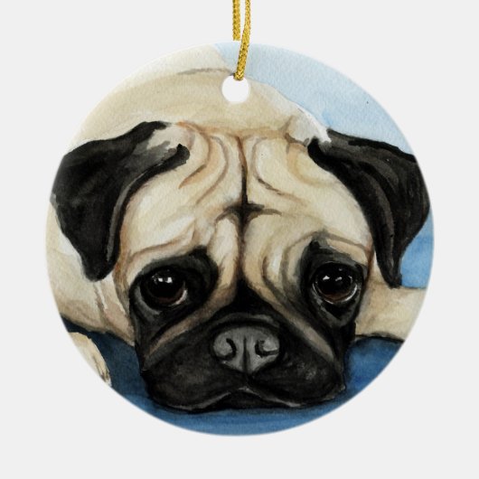 Mops-Hundekunst-Verzierung Keramik Ornament (Vorne)