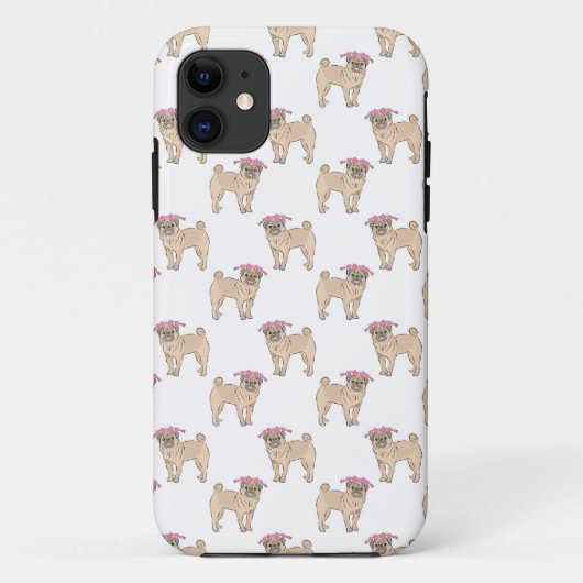 Mops-Hundemädchenmuster Case-Mate iPhone Hülle (Rückseite)