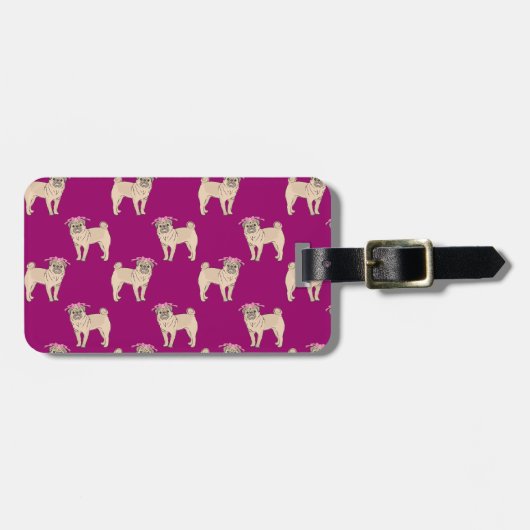 Mops-Hundemädchenmuster Gepäckanhänger (Vorderseite horizontal)