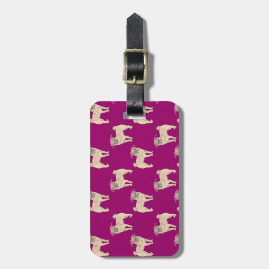 Mops-Hundemädchenmuster Gepäckanhänger (Vorderseite vertikal)