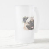 Mops-Hundemattierte Bier-Tasse Mattglas Bierglas (VorderseiteRechts)