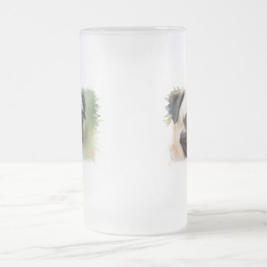 Mops-Hundemattierte Bier-Tasse Mattglas Bierglas (Mittel)