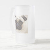 Mops-Hundemattierte Bier-Tasse Mattglas Bierglas (Vorderseite Links)