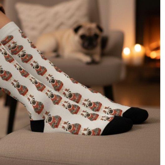 Mops-Hundemuster für Wasserfarben Socken