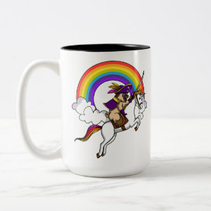 Mops-Hundepirat, der magischen Unicorn-Regenbogen Zweifarbige Tasse