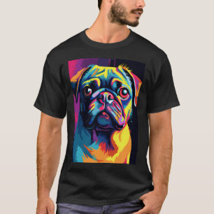 Mops-Hundeporträts Zeichnung. Tier farbenfroh. Tie T-Shirt