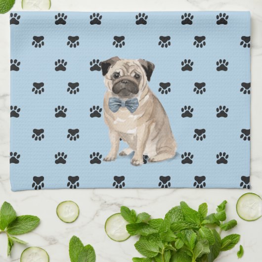 Mops-Hundeprints-Muster Geschirrtuch (Gefaltet)