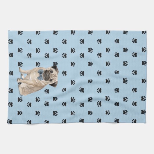 Mops-Hundeprints-Muster Geschirrtuch (Horizontal)