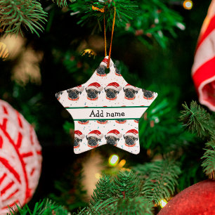 Mops-Hunderasse Weihnachtssterne Keramik Ornament