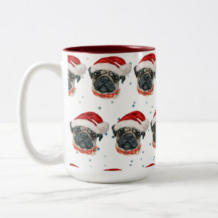 Mops-Hunderasse Weihnachtssterne Zweifarbige Tasse