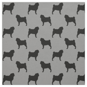 Mops-Hunderassen-Silhouetten Grau und Schwarz gemu Stoff