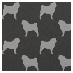 Mops-Hunderassen-Silhouetten Grau und Schwarz gemu Stoff