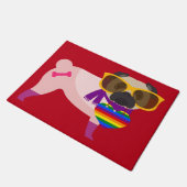 Mops-Hunderegenbogen-Art Fußmatte (Schrägansicht)