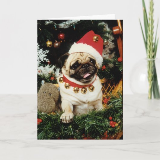 Mops-Hundesankt-Weihnachtskarte Feiertagskarte (Vorderseite)