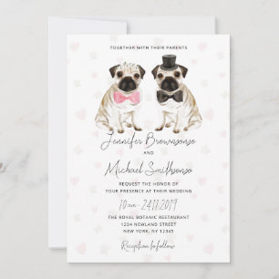 Mops-Hundeschlittenhochzeit Einladung