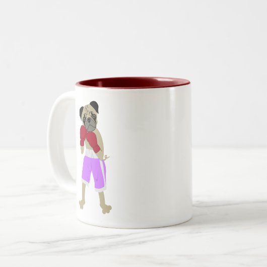 Mops-Hundeverpacken-Handschuh-Boxer Zweifarbige Tasse (Vorderseite Links)