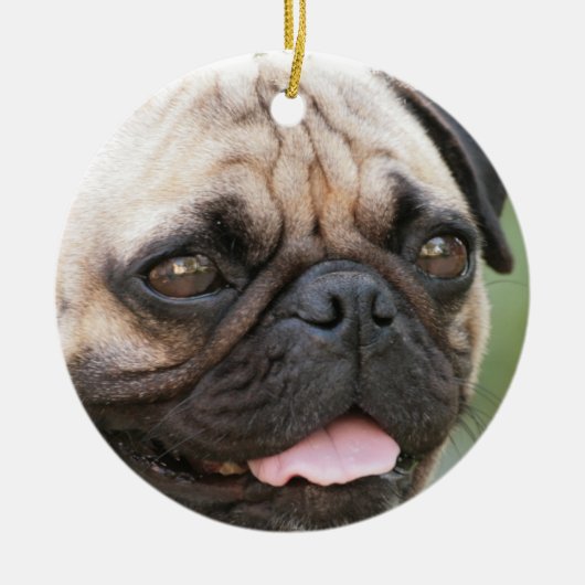 Mops-Hundeverzierung Keramik Ornament (Vorne)