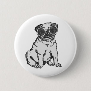 Mops-Hundsungbrille Button