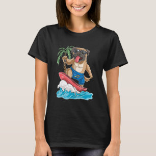 Mops Hundsurfing Retro Surfbrett Surfen T-Shirt