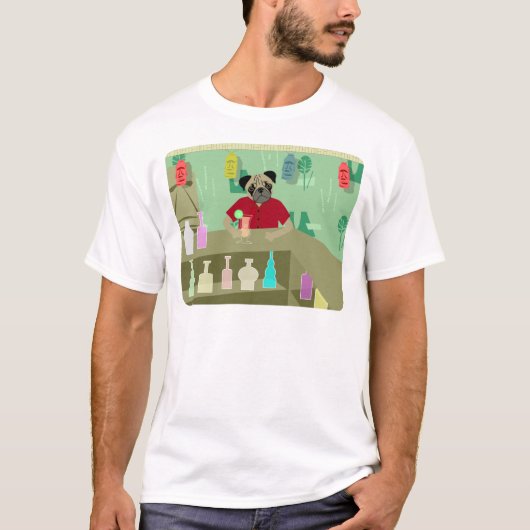Mops-HundTiki Bar T-Shirt (Vorderseite)