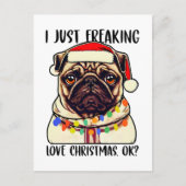 Mops I just Freeware Liebe Weihnachten Mops Liebha Postkarte (Vorderseite)