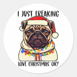 Mops I just Freeware Liebe Weihnachten Mops Liebha Runder Aufkleber
