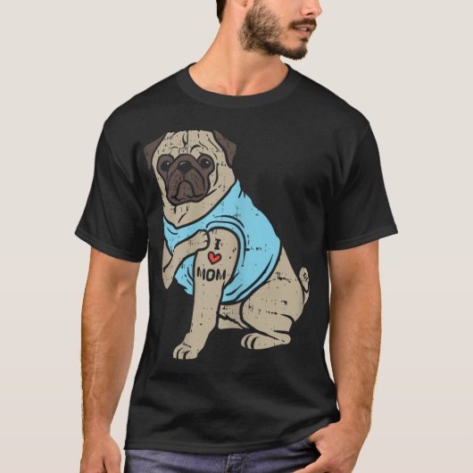 Mops I Liebe Mama Süße Tier Haustier Besitzer Frau T-Shirt (Vorderseite)