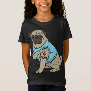 Mops I Liebe Mama Süße Tier Haustier Besitzer Frau T-Shirt